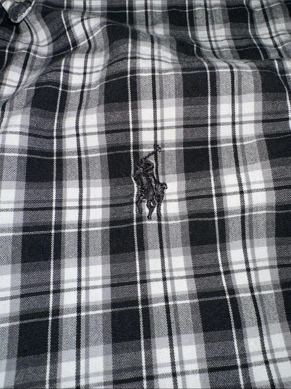 Ralph Lauren Black & White Plaid Button-Down Polo Rider Shirt with Logo 4 4T